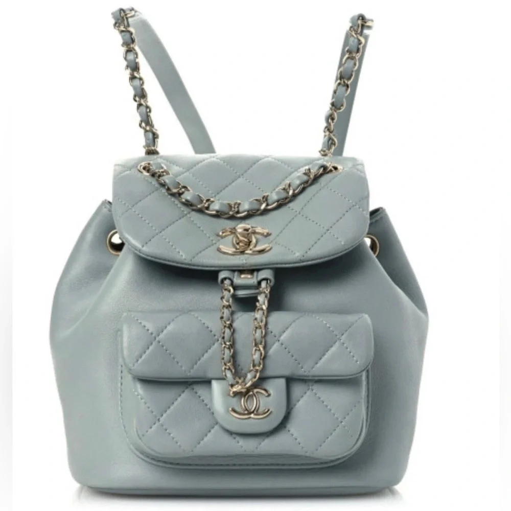 NEW CHANEL Light Blue Duma Lambskin Backpack Chanel Lambskin Quilted Small Duma Drawstring Backpack Light  main image 2
